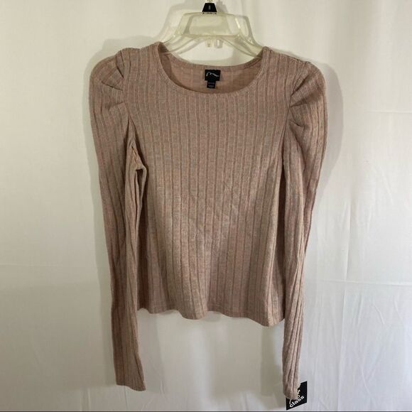 Art Class Girl’s Long Sleeve Puff Shoulder Ribbed Top - Picture 1 of 3